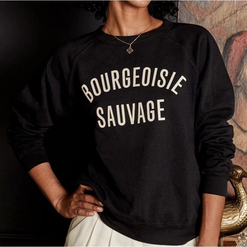 Clare V. Black W/ Cream Bourgeoisie Sauvage Sweatshirt